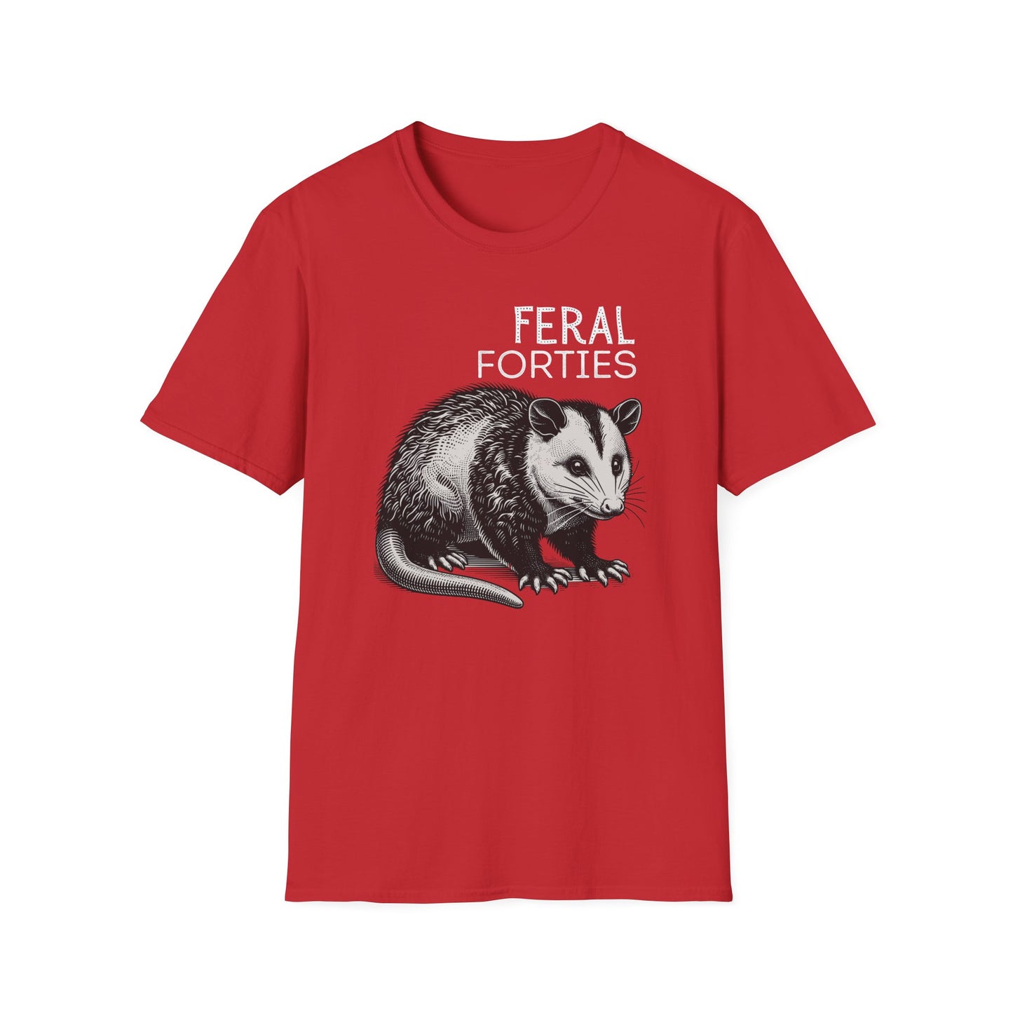 Feral Forties Unisex T-Shirt - Opossum Graphic Tee, Animal Lover Shirt, Wildlife Enthusiast Apparel, Nature Inspired Clothing, Birthday Gift