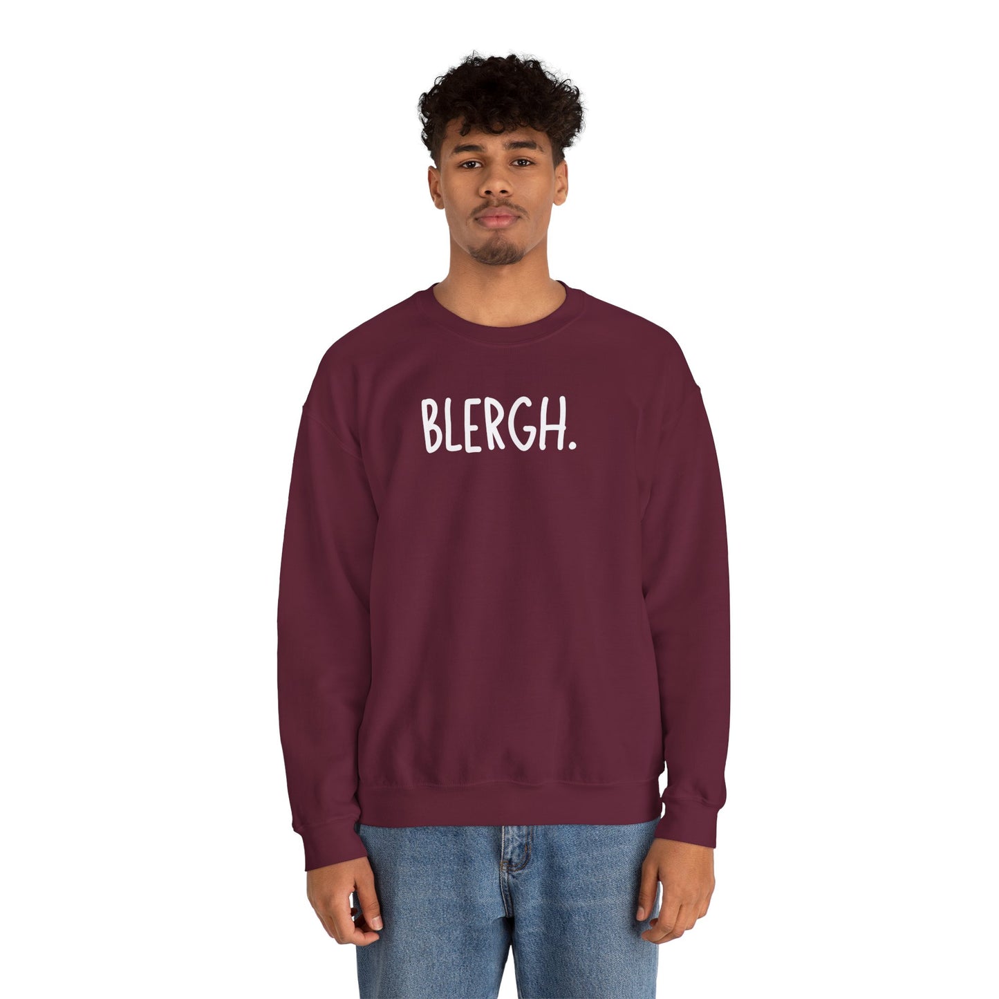 Blergh. Unisex Heavy Blend™ Crewneck Sweatshirt, Cozy Pullover, Gift for Her/Him, Relaxation Wear, Comfy Loungewear