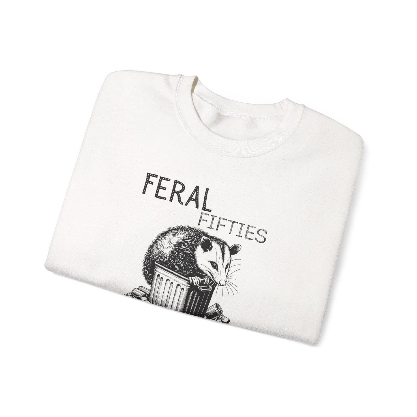 Feral Fifties Crewneck Sweatshirt, Funny Animal Sweatshirt, Gift for Animal Lovers, Casual Wear, Cozy Sweatshirt for Relaxation