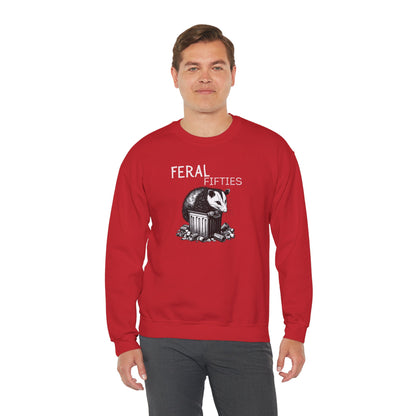 Feral Fifties Crewneck Sweatshirt, Funny Animal Sweatshirt, Gift for Animal Lovers, Casual Wear, Cozy Sweatshirt for Relaxation