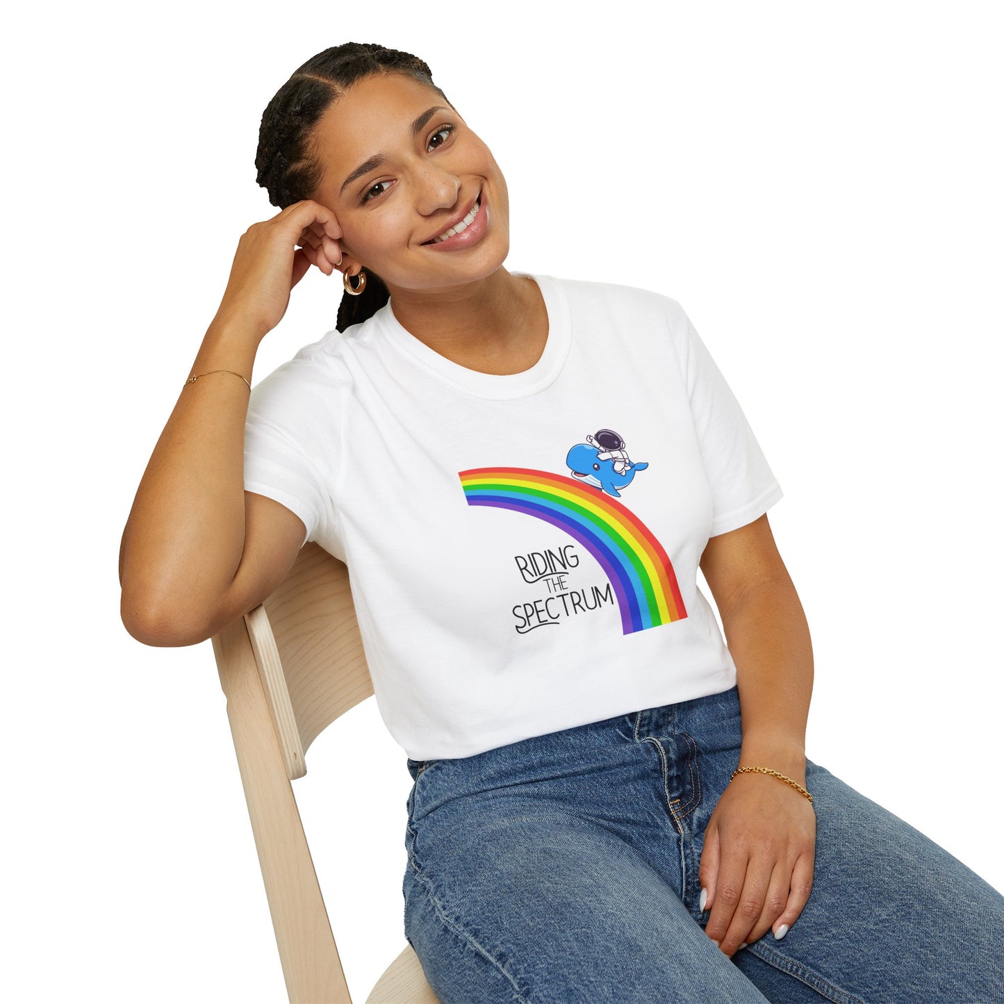 Riding the Spectrum T-Shirt - Joyful Unisex Tee for Celebrations, Gift for Friends, LGBTQ+ Pride, Positive Vibes, Casual Wear