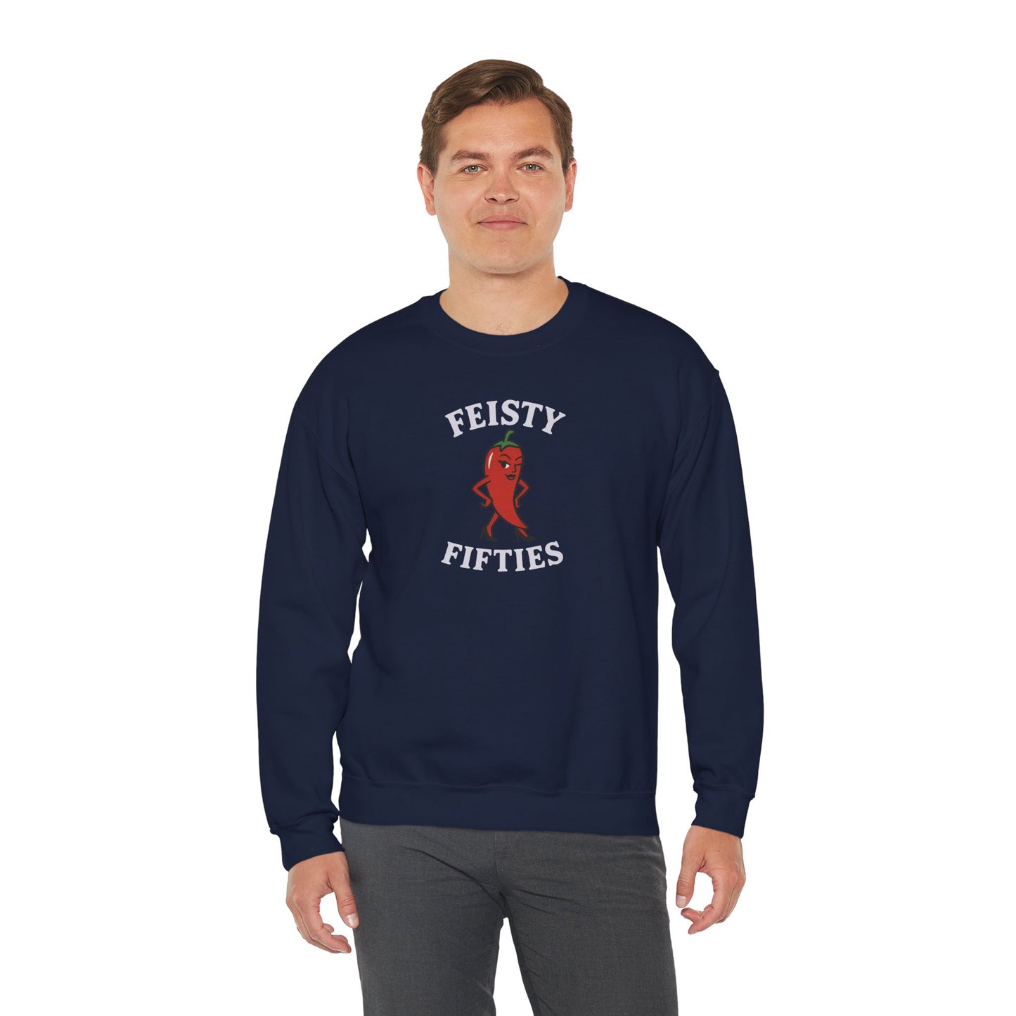 Feisty Fifties Sweatshirt - Unisex Crewneck, Cute Gift for Birthdays, Vintage Style, Cozy Fashion for Everyone