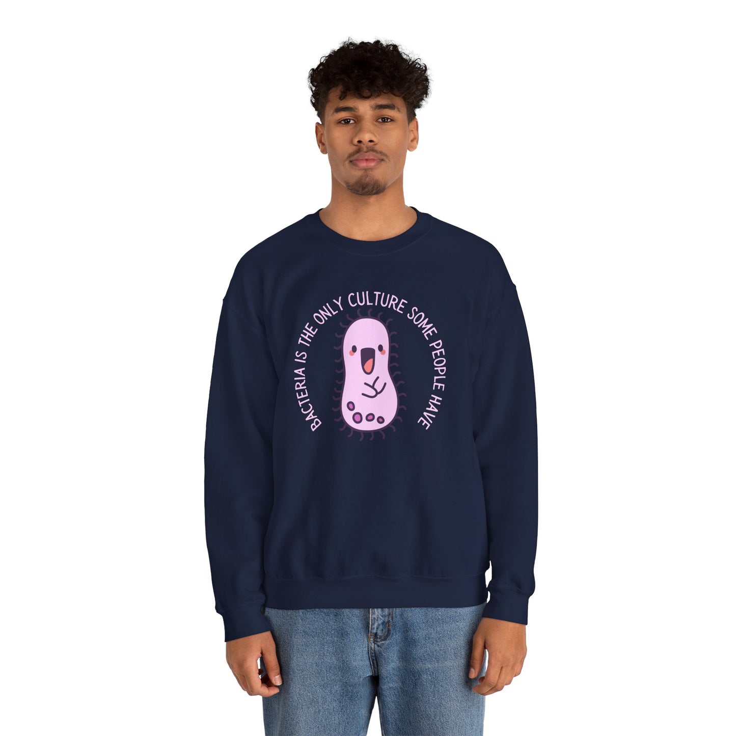 "Bacteria Is The Only Culture" Cute Pink Germ Graphic Sweatshirt