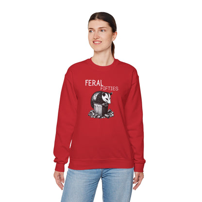 Feral Fifties Crewneck Sweatshirt, Funny Animal Sweatshirt, Gift for Animal Lovers, Casual Wear, Cozy Sweatshirt for Relaxation