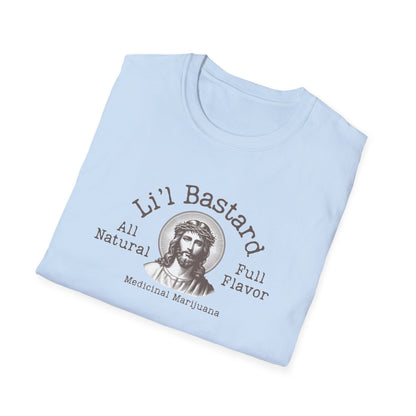'Lil' Bastard' Unisex Cannabis-Themed Jesus T-Shirt, Funny Marijuana Shirt, Unique Gift for Stoners, Good Vibes Tee, Herbal Remedies Apparel