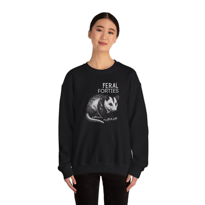 Feral Forties Sweatshirt, Funny Graphic Sweatshirt, Unisex Crewneck, Birthday Gift for Him/Her, Cozy Lounge Apparel