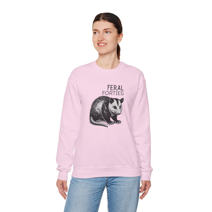 Feral Forties Sweatshirt, Funny Graphic Sweatshirt, Unisex Crewneck, Birthday Gift for Him/Her, Cozy Lounge Apparel