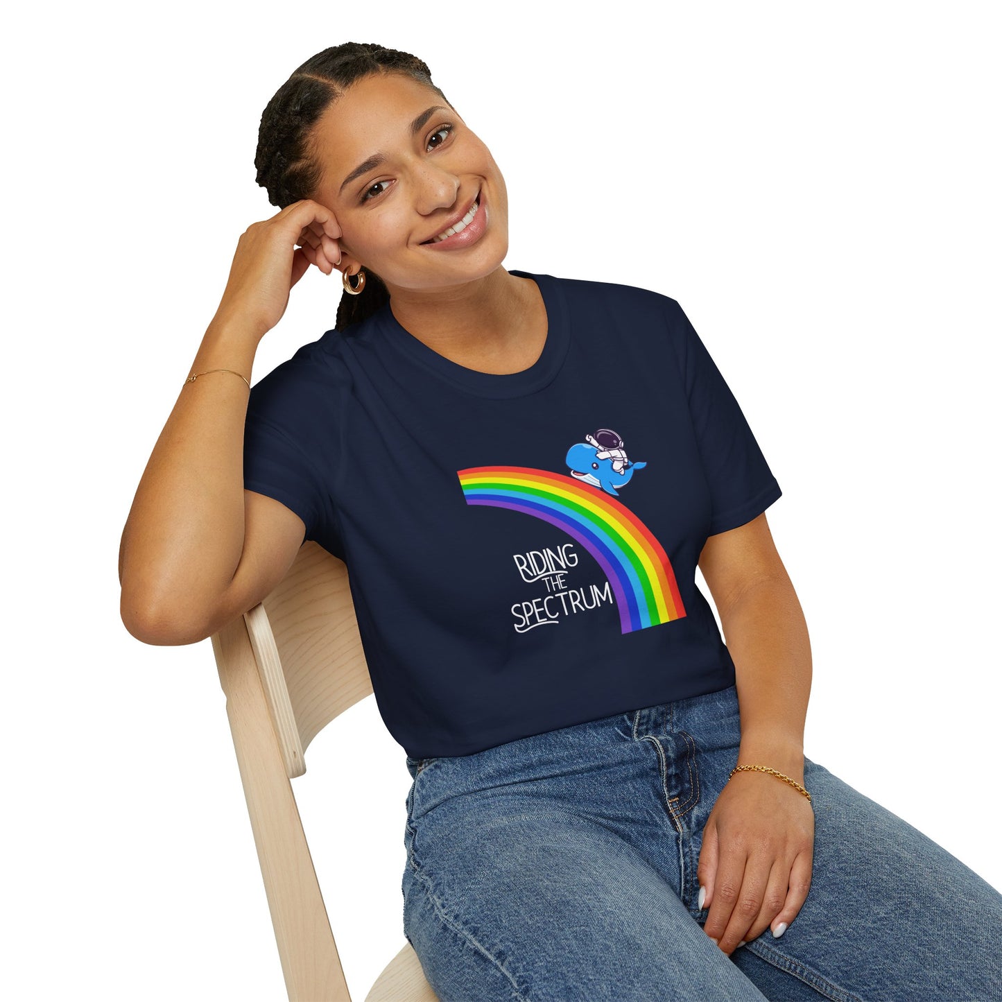 Riding the Spectrum T-Shirt - Joyful Unisex Tee for Celebrations, Gift for Friends, LGBTQ+ Pride, Positive Vibes, Casual Wear