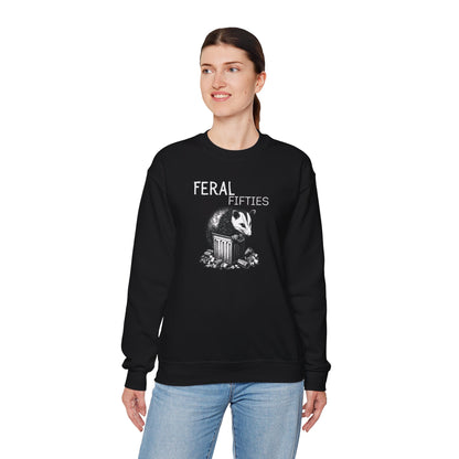 Feral Fifties Crewneck Sweatshirt, Funny Animal Sweatshirt, Gift for Animal Lovers, Casual Wear, Cozy Sweatshirt for Relaxation