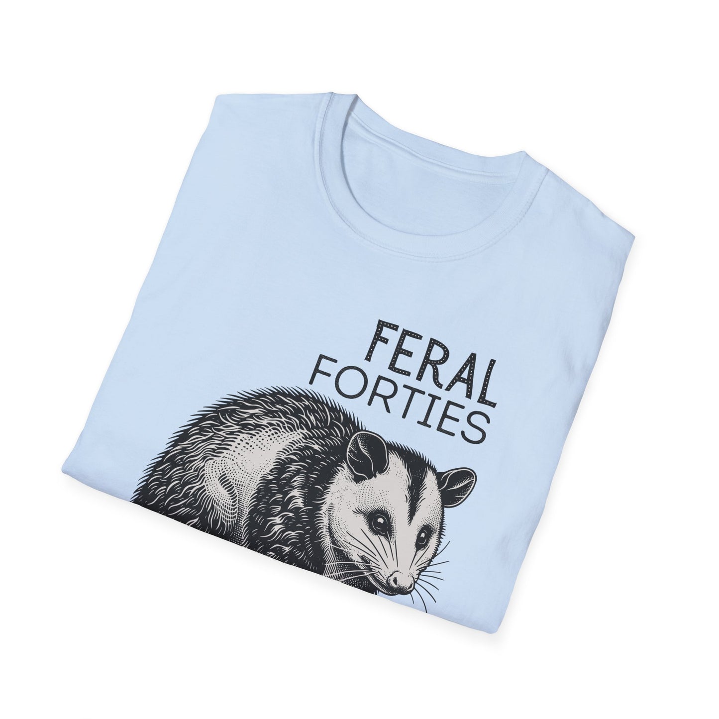 Feral Forties Unisex T-Shirt - Opossum Graphic Tee, Animal Lover Shirt, Wildlife Enthusiast Apparel, Nature Inspired Clothing, Birthday Gift