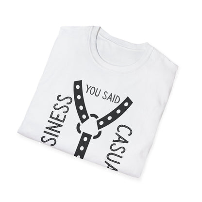 Bondage Casual Humor T-Shirt - Business Casual, Funny Tee for Work, Gift for Office Friends, Unisex Softstyle Shirt, Everyday Wear