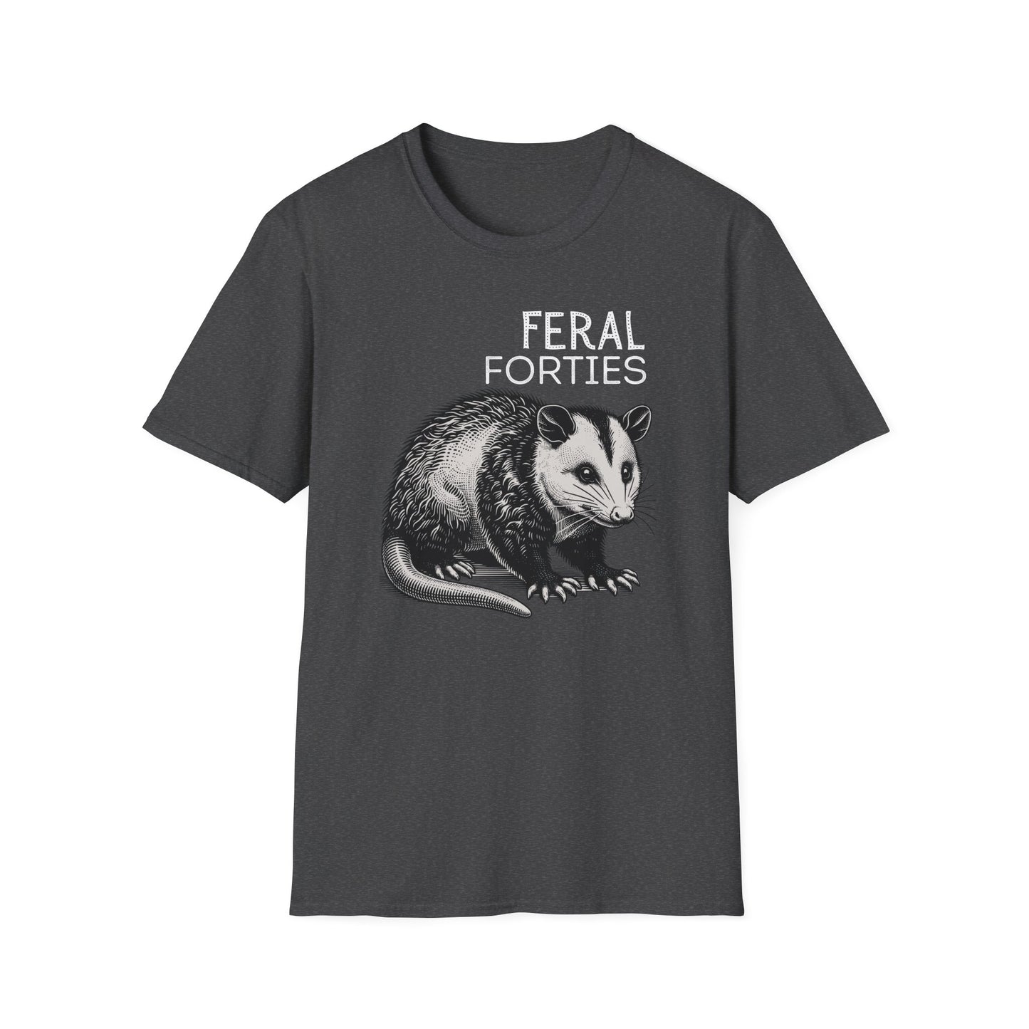 Feral Forties Unisex T-Shirt - Opossum Graphic Tee, Animal Lover Shirt, Wildlife Enthusiast Apparel, Nature Inspired Clothing, Birthday Gift