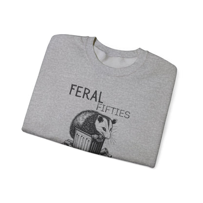 Feral Fifties Crewneck Sweatshirt, Funny Animal Sweatshirt, Gift for Animal Lovers, Casual Wear, Cozy Sweatshirt for Relaxation