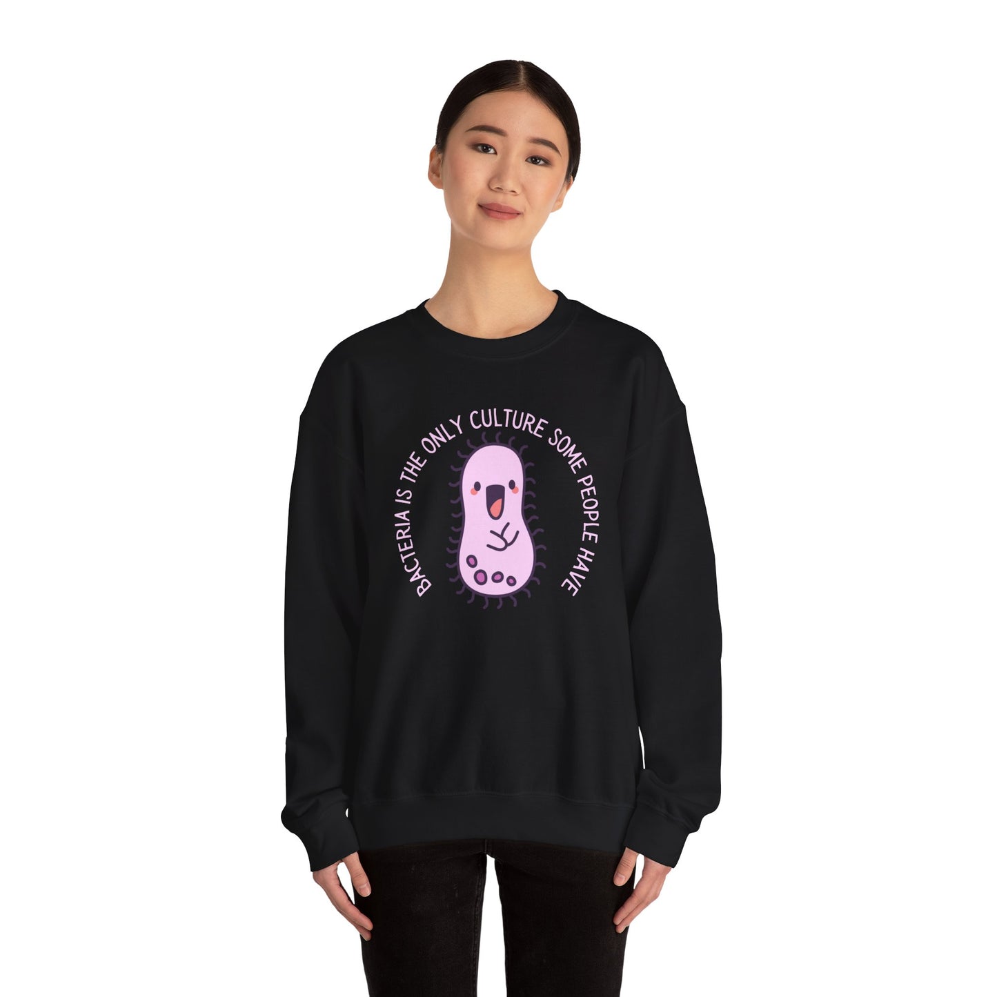 "Bacteria Is The Only Culture" Cute Pink Germ Graphic Sweatshirt