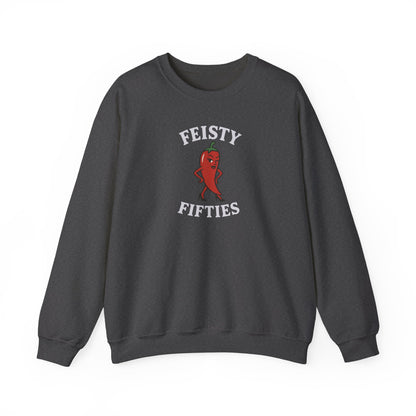 Feisty Fifties Sweatshirt - Unisex Crewneck, Cute Gift for Birthdays, Vintage Style, Cozy Fashion for Everyone