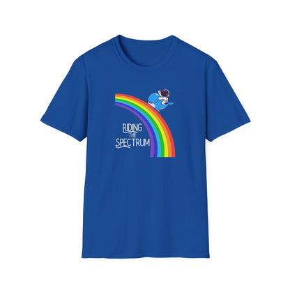 Riding the Spectrum T-Shirt - Joyful Unisex Tee for Celebrations, Gift for Friends, LGBTQ+ Pride, Positive Vibes, Casual Wear