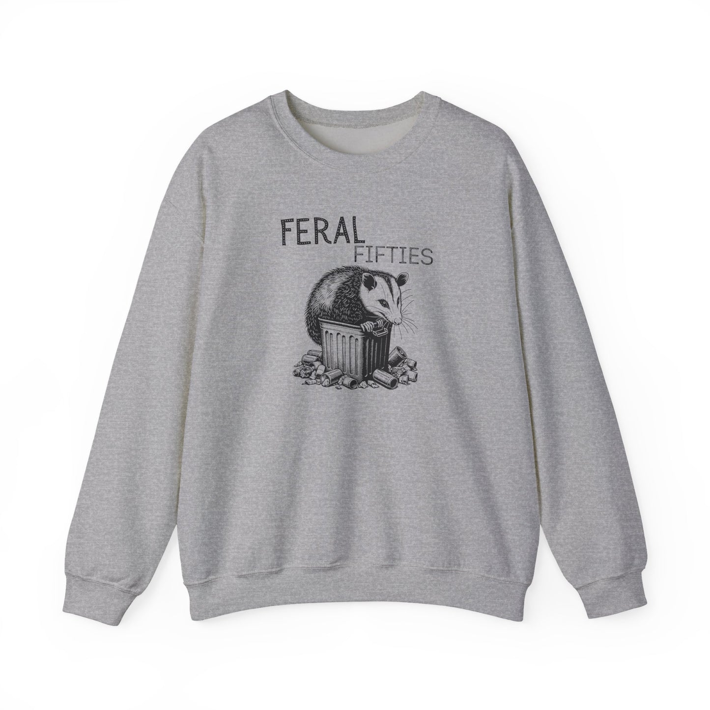 Feral Fifties Crewneck Sweatshirt, Funny Animal Sweatshirt, Gift for Animal Lovers, Casual Wear, Cozy Sweatshirt for Relaxation